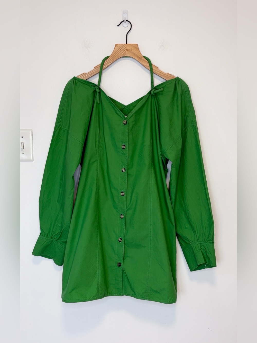 Nanushka Alyssa Button Front Long Sleeve Mini Dress , sz : XL - Picture 6 of 14